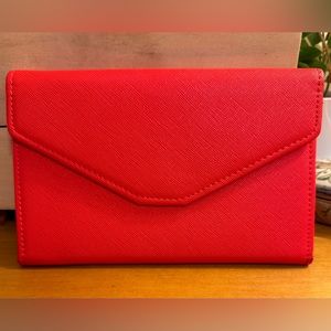Red vegan leather travel wallet